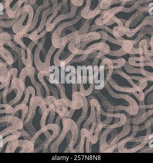 Trendy Seamless Pattern Stippled Tangled Lines Texture Vintage Colors Abstract Background Stock Vector