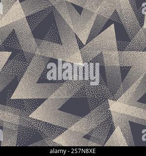 Trendy Seamless Pattern Stippled Triangles Texture Retro Colored Abstract Background Stock Vector