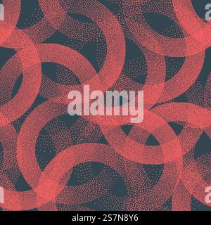 Stippled Circles Texture Trendy Seamless Pattern Vector Retro Red Abstract Background Stock Vector