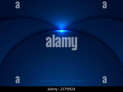 Blue circles overlapping layered with glow lighting effect on dark background space for text. Technology concept. Vector illustration Stock Vector
