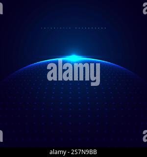 Abstract 3D blue glowing dots particles sphere with lighting on dark blue background technology futuristic concept. Vector illustration Stock Vector