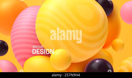 Abstract background bouncing multicolored bubbles Stock Vector