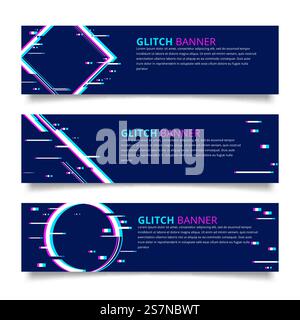 Vector set of glitch banners Stock Vector