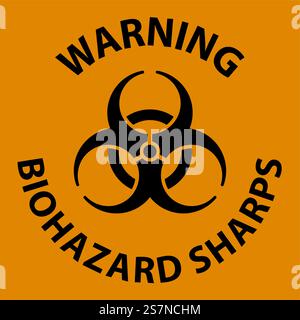 Warning Biohazard Label, Biohazard Sharps Stock Vector