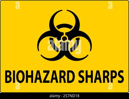 Caution Biohazard Label, Biohazard Sharps Stock Vector