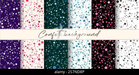 Scrapbook background. Seamless pattern. Set baby shower packing paper. Textures with polka dot. Cute print for scrap design. Color vector illustration Stock Vector
