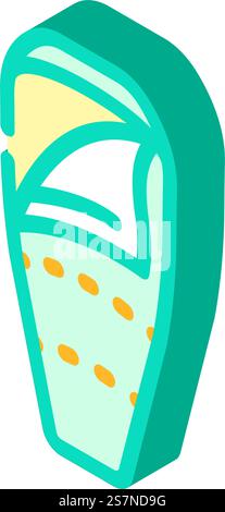 sleeping bag mountaineering adventure isometric icon vector. sleeping bag mountaineering adventure sign. isolated symbol illustration. sleeping bag mountaineering adventure isometric icon vector illustration Stock Vector