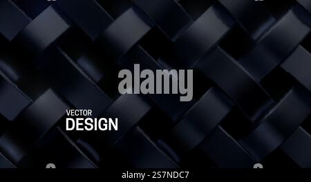 Abstract background with black metallic weave pattern Stock Vector