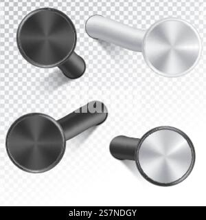 Iron nails hammered in wall Stock Vector