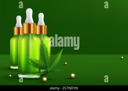 Marijuana and cannabis oil bottles vector Stock Vector