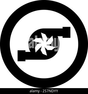 Turbine car mobile concept automobile turbo charger repair service turbocharger icon in circle round black color vector illustration image solid outline style simple. Turbine car mobile concept automobile turbo charger repair service turbocharger icon in circle round black color vector illustration image solid outline style Stock Vector