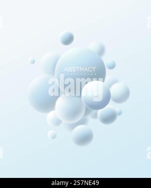 Abstract composition with white spheres cluster Stock Vector