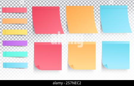 collection of different colored sticky notes with shadow Stock Vector