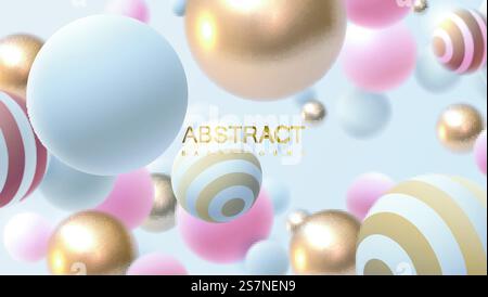 Abstract background with 3d bouncing balls Stock Vector