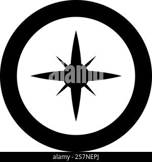 Star spark icon in circle round black color vector illustration image ...