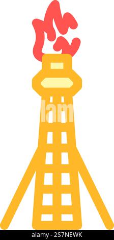gas flaring petroleum engineer color icon vector. gas flaring petroleum engineer sign. isolated symbol illustration. gas flaring petroleum engineer color icon vector illustration Stock Vector
