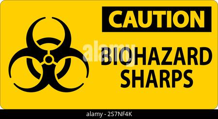 Caution Biohazard Label, Biohazard Sharps Stock Vector