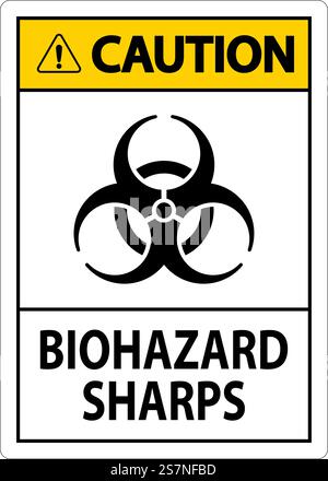 Caution Biohazard Label, Biohazard Sharps Stock Vector