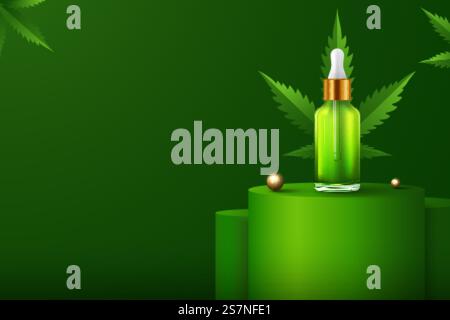 Marijuana and cannabis oil bottles vector Stock Vector