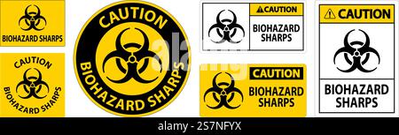 Caution Biohazard Label, Biohazard Sharps Stock Vector