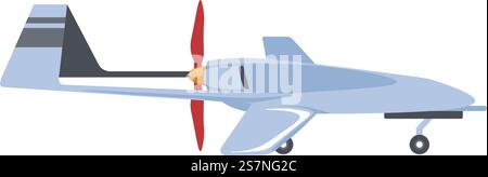 Unmanned aerial vehicles or drones, isolated small aircrafts with propellers and wings and wheels. Modern technologies and gadgets for spying, filming or surveillance system. Vector in flat style. Drones an unmanned aerial vehicles, aircrafts Stock Vector