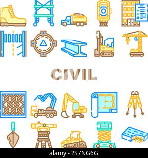 civil engineer industry building icons set vector Stock Vector Image ...
