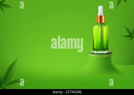 Marijuana and cannabis oil bottles vector Stock Vector