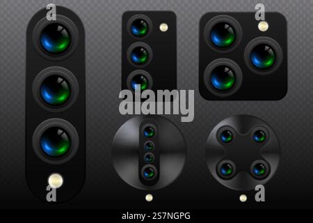 Camera phone lens mobile 3d vector icon Stock Vector