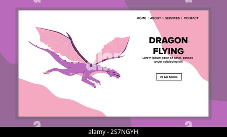 nature dragon flying vector. creature wings, legend mythical, beast fantastic nature dragon flying web flat cartoon illustration. nature dragon flying vector Stock Vector