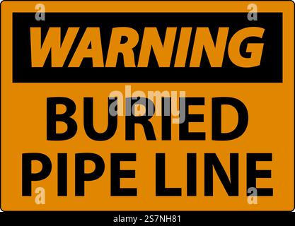 Warning Sign Buried Pipe Line On White Background Stock Vector Image ...