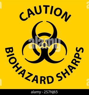 Caution Biohazard Label, Biohazard Sharps Stock Vector