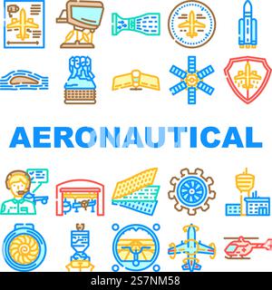aeronautical engineer aircraft icons set vector Stock Vector Image ...