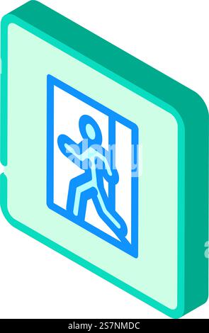 emergency exit safety isometric icon vector. emergency exit safety sign. isolated symbol illustration. emergency exit safety isometric icon vector illustration Stock Vector