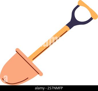 Digging garden tool with handle and metal or iron base. Isolated shovel or trowel for gardening, small trowel for yard and agricultural work and chores at home or farmyard. Vector in flat style. Showel for digging, spade or trowel tool vector Stock Vector