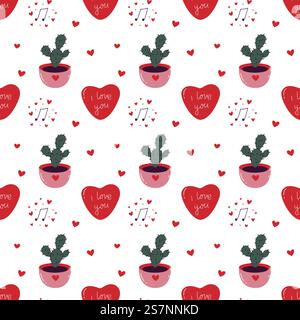 Saint Valentines Love-Themed Pattern Design Stock Vector