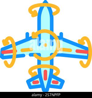 flight control system aeronautical engineer color icon vector ...