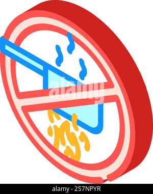 no cooking emergency isometric icon vector. no cooking emergency sign. isolated symbol illustration. no cooking emergency isometric icon vector illustration Stock Vector