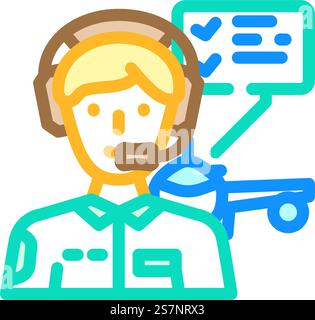 flight test aeronautical engineer line icon vector illustration Stock ...