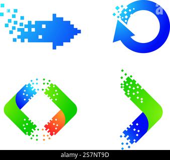 Pixel arrow technology logo illustration Stock Vector