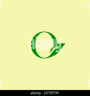 Creative Initial Letter Q Icon with Green Leaf Logo Template Stock Vector