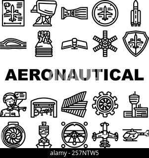 aeronautical engineer aviation icons set vector Stock Vector Image ...