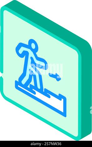 stairway up evacuation emergency isometric icon vector. stairway up evacuation emergency sign. isolated symbol illustration. stairway up evacuation emergency isometric icon vector illustration Stock Vector