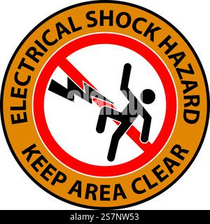 Floor Sign Electrical Shock Hazard - Keep Area Clear Stock Vector