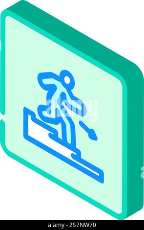 staircase down evacuation emergency isometric icon vector. staircase down evacuation emergency sign. isolated symbol illustration. staircase down evacuation emergency isometric icon vector illustration Stock Vector