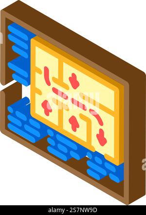 safety plan emergency isometric icon vector. safety plan emergency sign. isolated symbol illustration. safety plan emergency isometric icon vector illustration Stock Vector