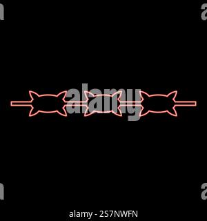 Neon barbed wire prison concept red color vector illustration image flat style light. Neon barbed wire prison concept red color vector illustration image flat style Stock Vector