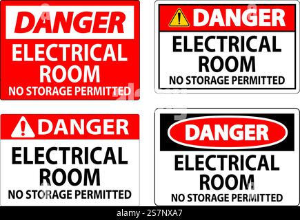 Danger Sign Electrical Room, No Storage Permitted Stock Vector