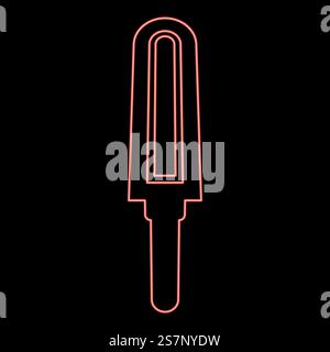 Neon hand metal detector held personal airport security concept scanner red color vector illustration image flat style light. Neon hand metal detector held personal airport security concept scanner red color vector illustration image flat style Stock Vector