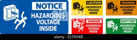 Danger Sign Hazardous Voltage Inside Stock Vector