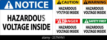 Danger Sign Hazardous Voltage Inside Stock Vector